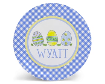 Personalized Easter Plate | Blue Easter Eggs Kids Custom Tableware