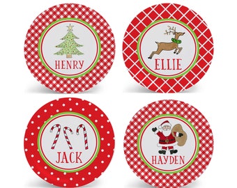 Kids Christmas Plate Personalized for Children Holiday Plate Bowl Cup Kids Melamine like Plate Christmas Tableware Set Gift Placemat
