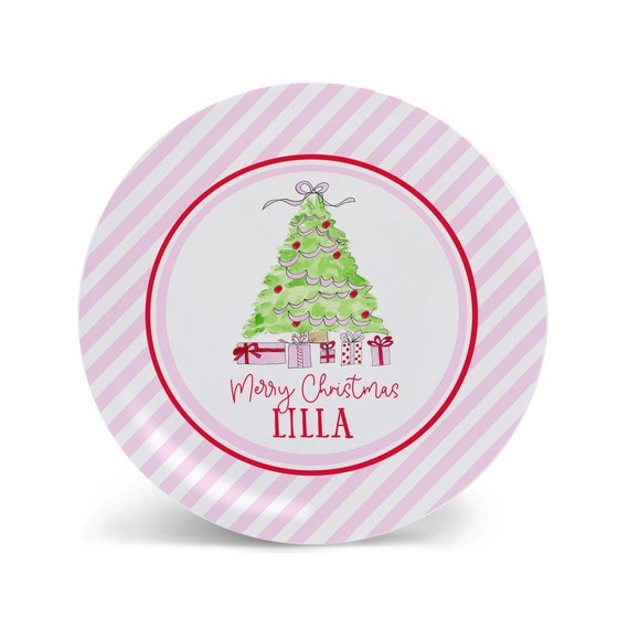 Christmas Personalized Kid Plate Kids Christmas Plate Girl Child Gift Plate Bowl Cup Set Placemat Place Mat Christmas Tree Pink Red Etsy UK