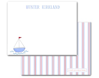 Sailboat Personalized Notecards | Boy's Stationery | Kids Thank you Notes