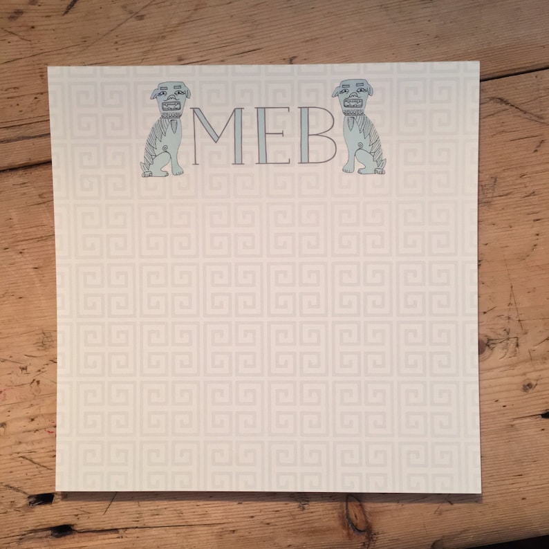 Large Square Personalized Notepads with Foo Dogs Monogram Foo Dog Note pads