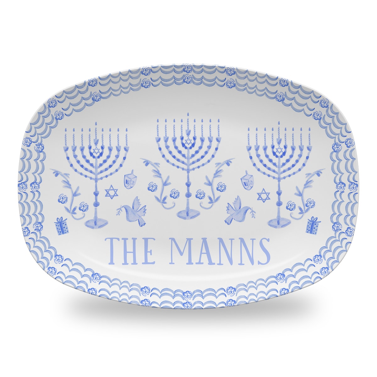 Hanukkah Platter | Chanukah Plate | Personalized Hanukkah Platter Monogrammed Hostess Gift Idea Family Hanukkah Gift | Blue Toile Nonceramic - Etsy