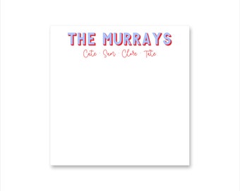 Personalized Family Names Notepad | Modern Custom Stationery
