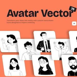 Avatar Vector Illustration Bundle | 75 Unique Avatar Graphics | User Profiles, Characters & Social Icons | Instant Download