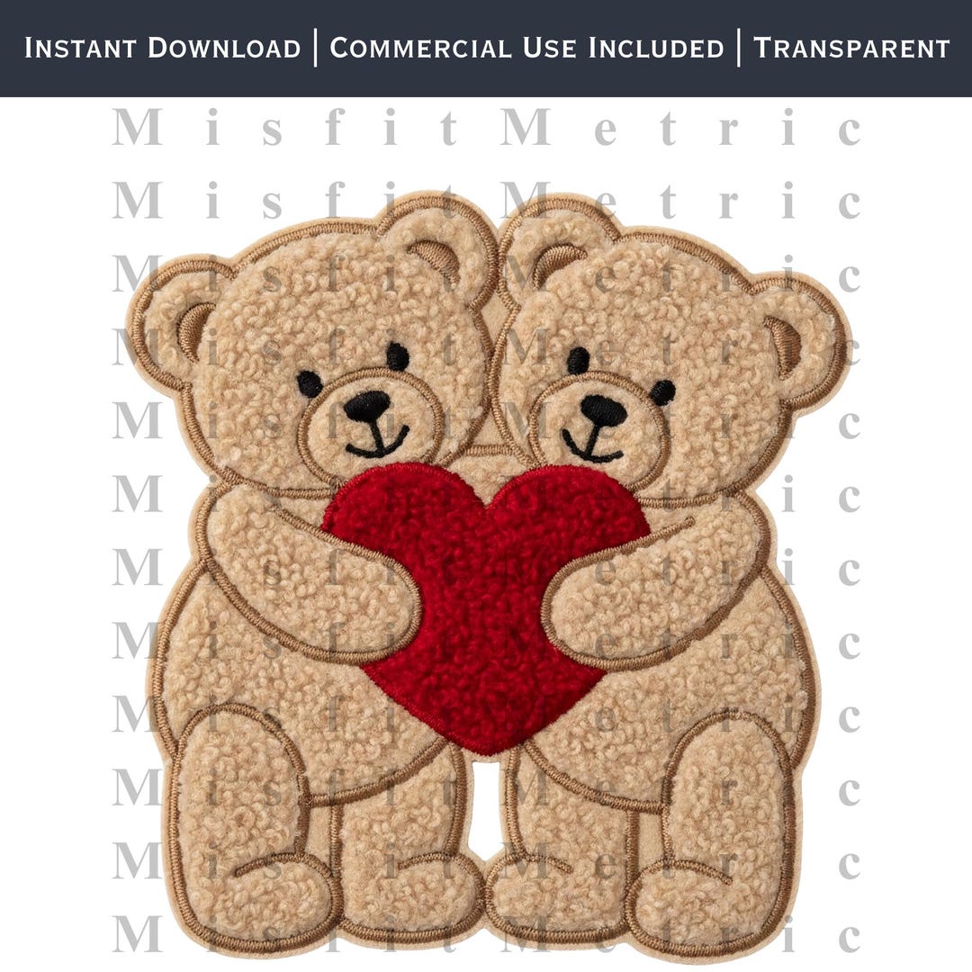 Valentine Teddy Bear Couple PNG Clipart | Faux Yarn Heart Graphic ...