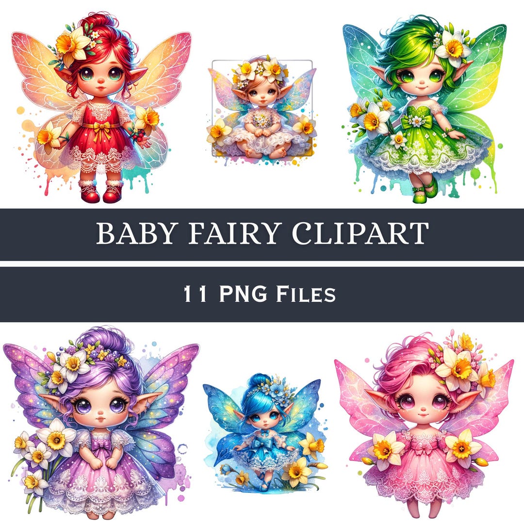 Baby Fairy PNG Bundle | Fantasy Flower Clipart | Magical Girl Graphics ...