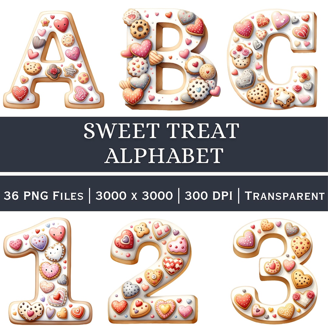 Dessert Alphabet & Numbers PNG A–Z 0–9 | Sweet Cookie Donut Letters ...