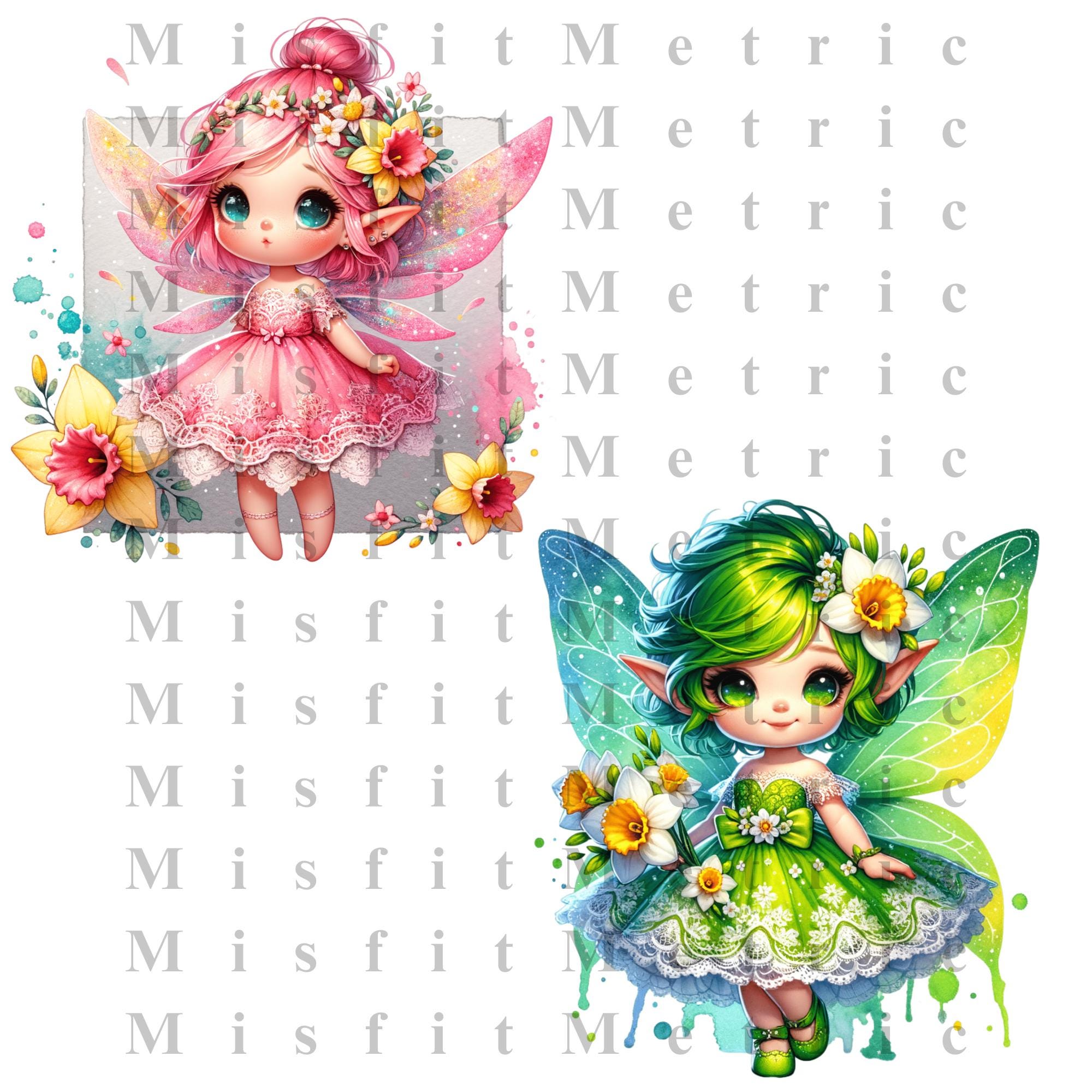 Baby Fairy PNG Bundle | Fantasy Flower Clipart | Magical Girl Graphics ...