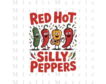 Red Hot Silly Peppers PNG | Funny Chili Cartoon Design (Instant Download)