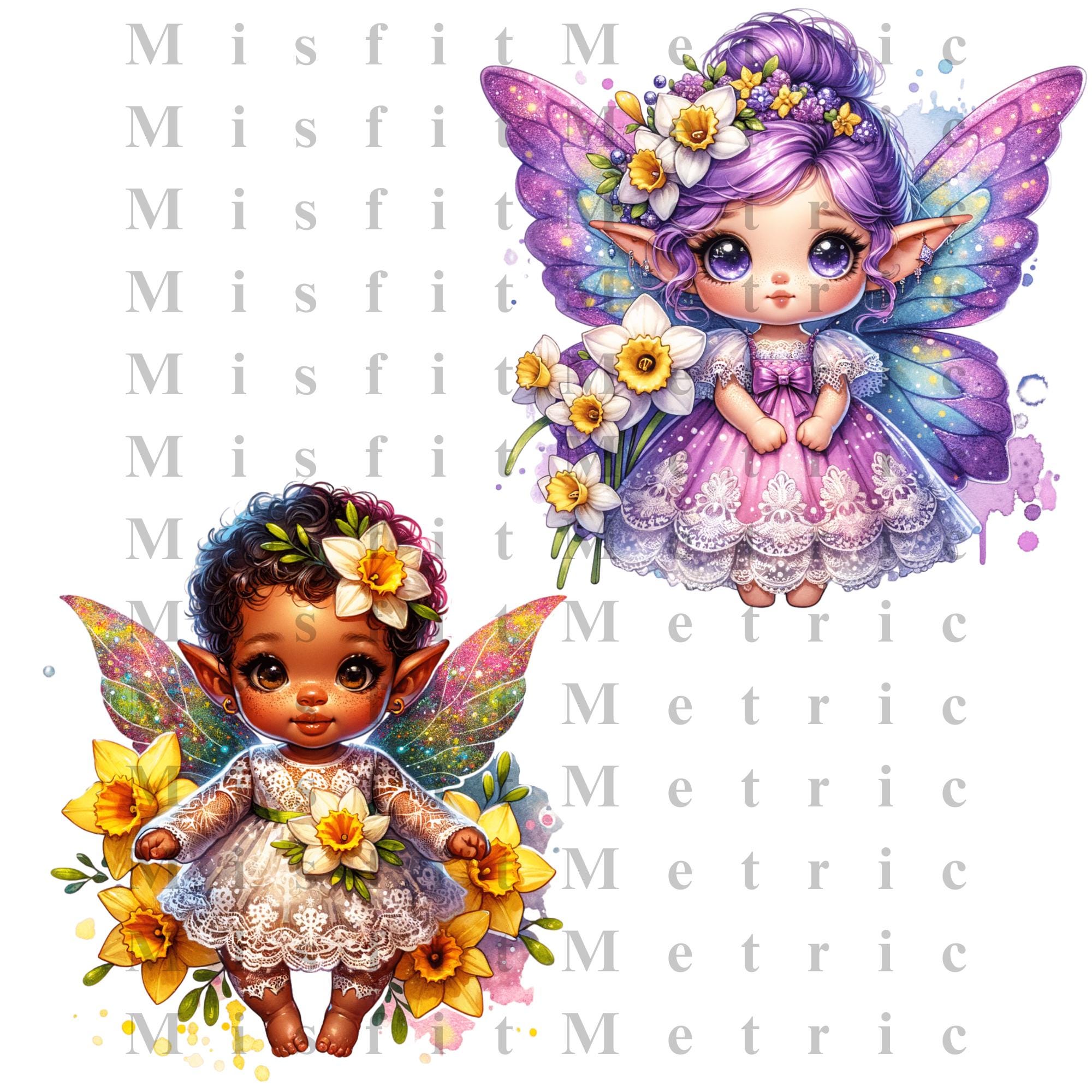 Baby Fairy PNG Bundle | Fantasy Flower Clipart | Magical Girl Graphics ...