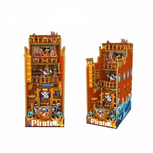 Pirates DIY Book Nook Kit – 3D Sea Adventure Book Shelf Insert with Light, Miniature Bookend for Book Lovers & Gifts