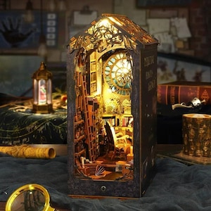 DIY 3D Book Nook Kit – Wooden Book Shelf Insert with Light, Personalized Diorama Gift for Readers & Book Lovers