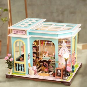 Miniature Tailor Shop Puppenhaus Kit - Boutique Änderungen Diorama | DIY Kleidung Shop Geschenk von illovista Creations