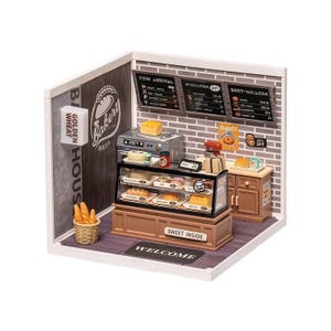 Golden Wheat Bakery DIY Dollhouse Kit Baking Honey Shop Dollhouse Cake Shop Miniature Bakery Dollhouse Kit European Style Café Dollhouse