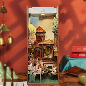 Dream of Red Mansions Buchecke DIY Kit - Chinesische Miniaturbuchlandschaft, handgefertigter Bucheckeneinsatz, perfektes Geschenk für Erwachsene und Jugendliche