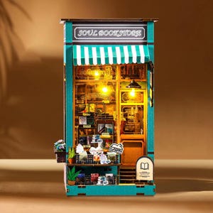 Soul Bookstore DIY Kit - Magical Bookshop Diorama - Book Nook Shelf Insert - Unique Bookend Decor