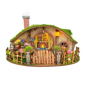 DIY Miniature Elf House Dollhouse Kit: Fairy-Tale Garden Scene