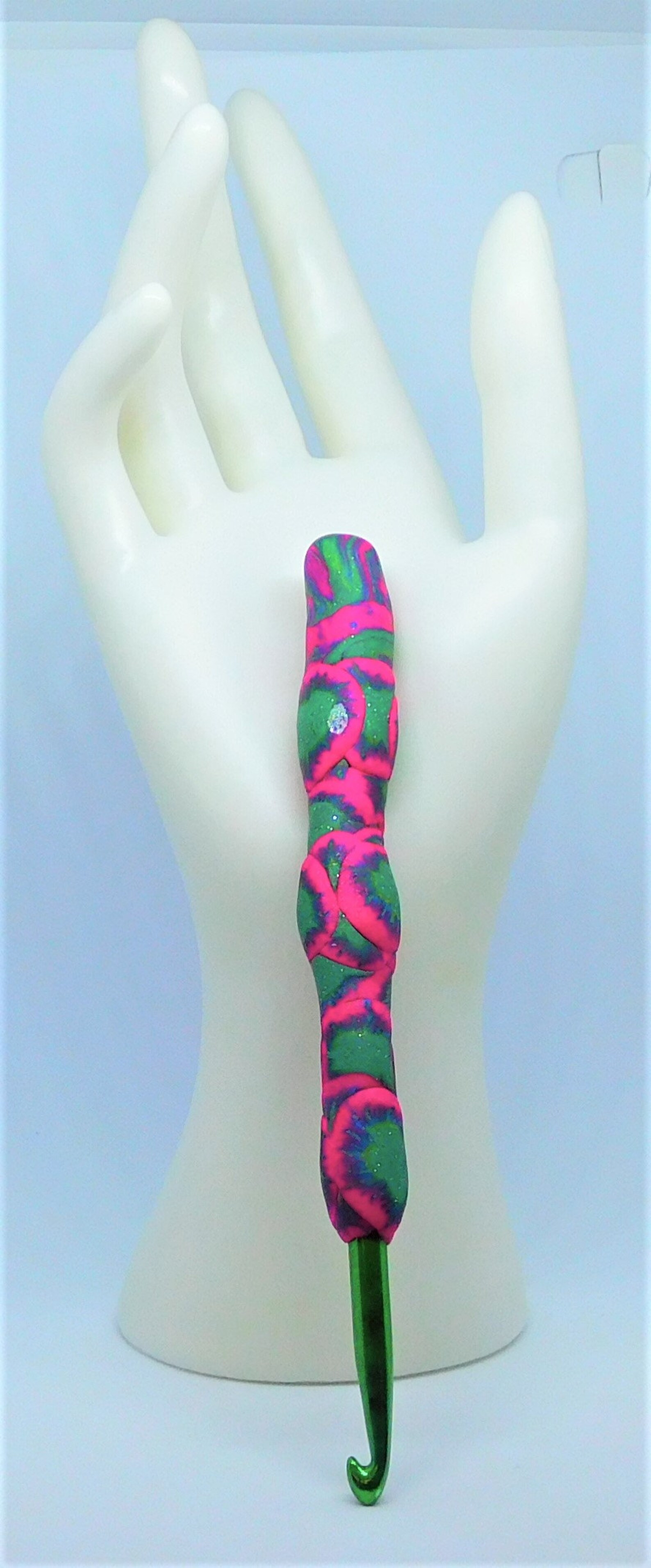 Comfort Crochet Hook Handmade Grip in Pink and Green Polymer Etsy
