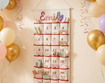 Calendario infantil de cuenta regresiva para colgar en la pared / Calendario personalizado con nombre / Organizador de decoración para la habitación del bebé / Tabla de recompensas Montessori / Regalo para niños