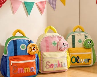 Gepersonaliseerde kinderrugzak, aangepaste naam schooltas, kleuterschool rugzak, peuter rugzak cadeau