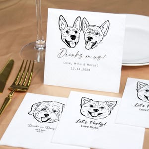 Tovaglioli da cocktail personalizzati per animali domestici, tovaglioli da matrimonio personalizzati con ritratto di animali domestici, tovaglioli da matrimonio con cani, tovaglioli da cocktail personalizzati con gatti, tovaglioli personalizzati per animali domestici