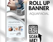 Roll Up Banner Aquafacial,Digitale Visitenkarte | QR-Code | Canva Vorlage | Beauty Studio Design | Digitaler Download