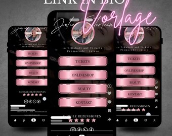 プロフィール欄リンク用Canvaテンプレート｜ビューティースタジオテンプレート｜Instagramプロフィールリンク｜永久メイク、化粧品、まつげエクステ、ネイルサロン｜編集可能なCanvaテンプレート