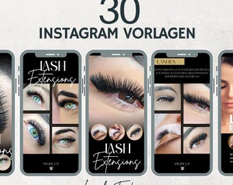 ドイツ語でまつげエクステ用の30種類の既成Instagramテンプレート、Instagramストーリー