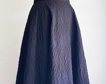 Falda midi acolchada negra vintage de los años 70, talla XS/S