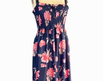 Vestido largo con estampado floral romántico negro y rosa de los años 70, ribete de encaje, estilo bohemio flamenco, talla S