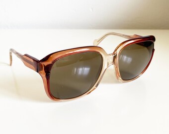 Vintage 1970s Amber Sunglasses Sunart Neostyle Oversized Square Frames