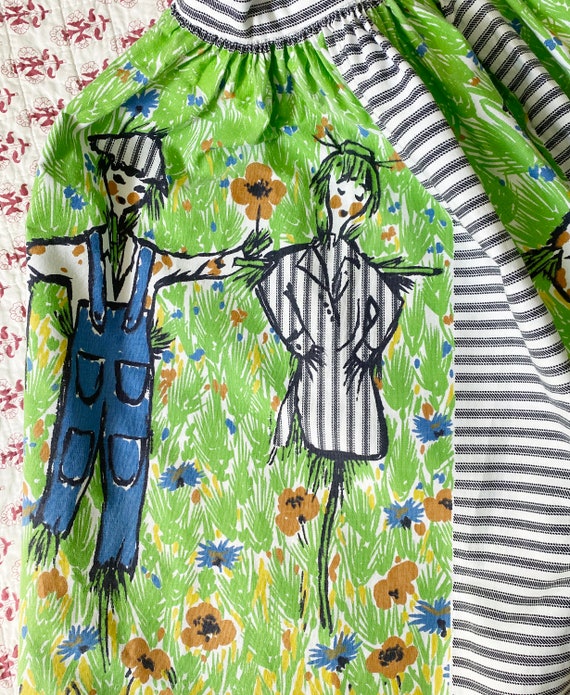 Vintage Scarecrow Print Skirt 1950s Novelty Fabri… - image 6
