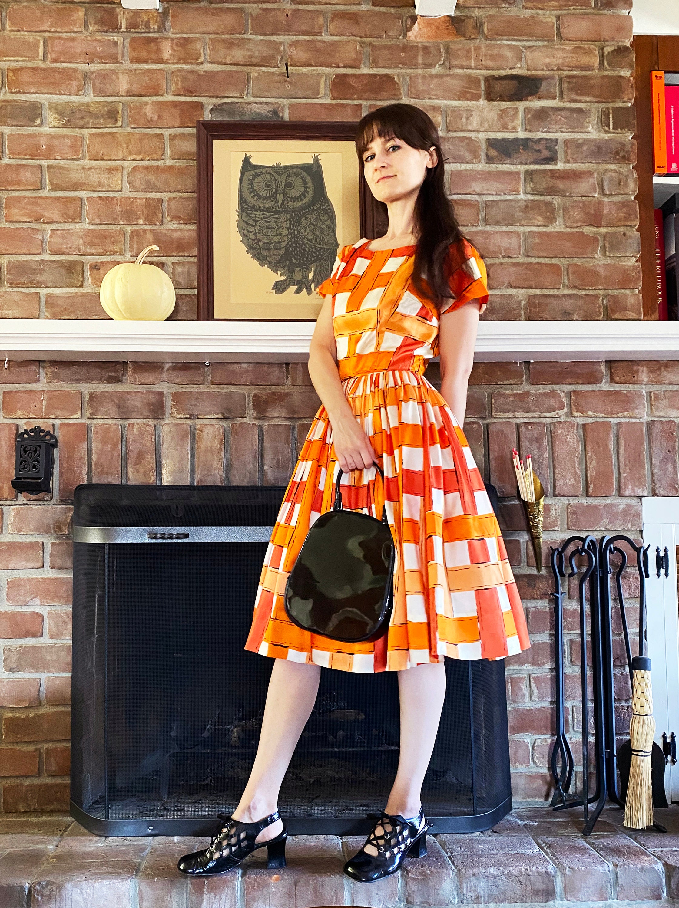 Orange Basketweave Print Vintage 1950s Fit & Flare Dress XS/S - Etsy