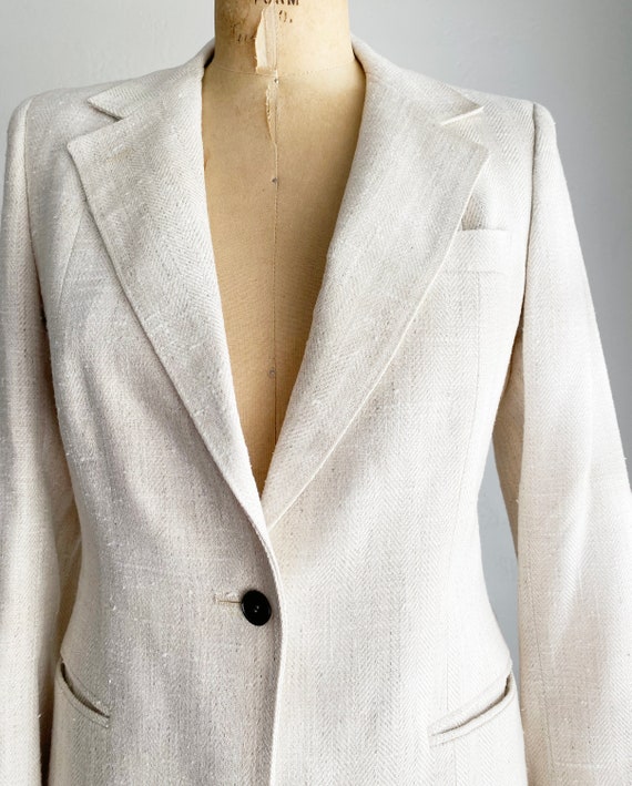 1970s Vintage Suit Jacket & Skirt Set Cream Herri… - image 6