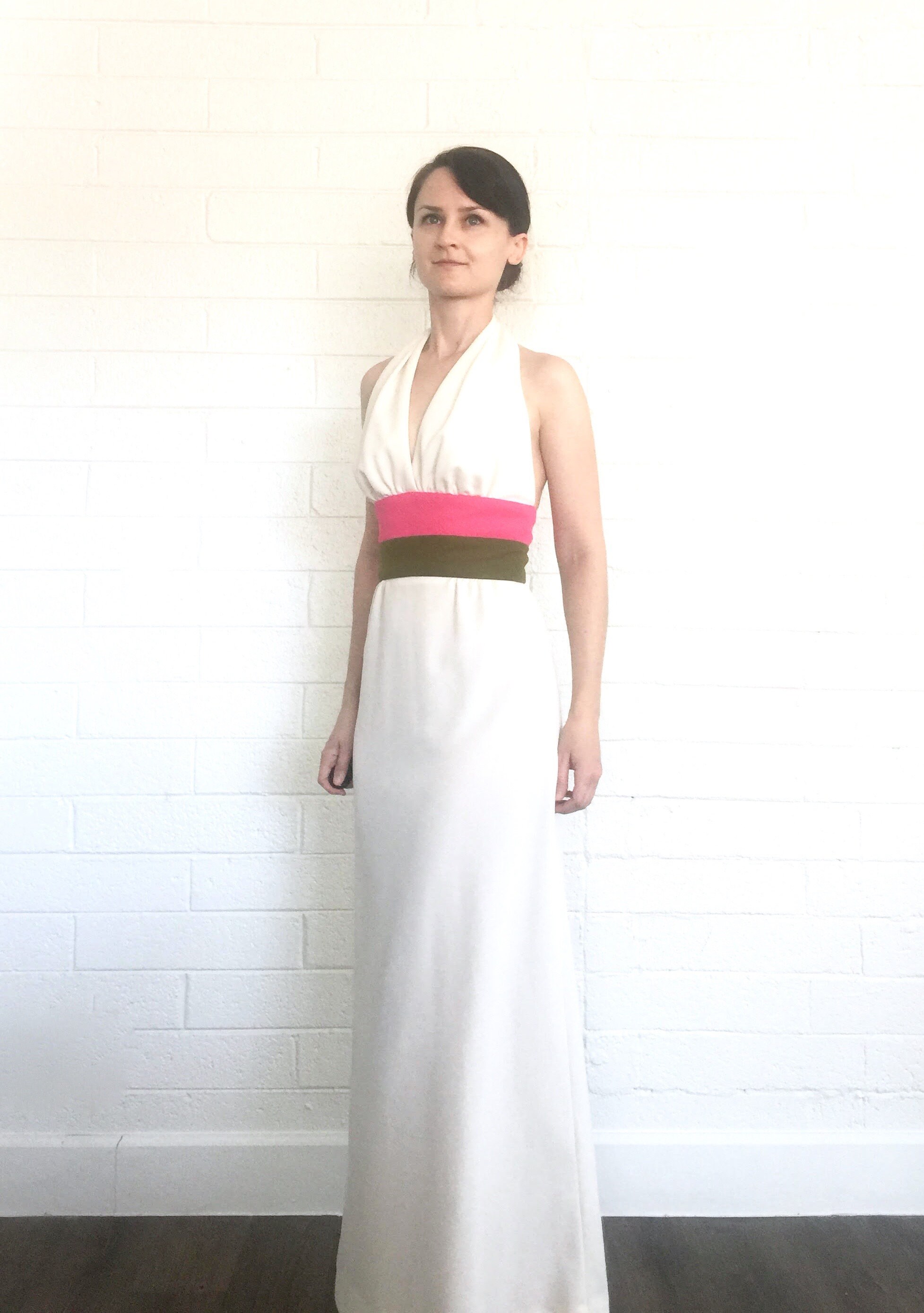 ivory halter maxi dress