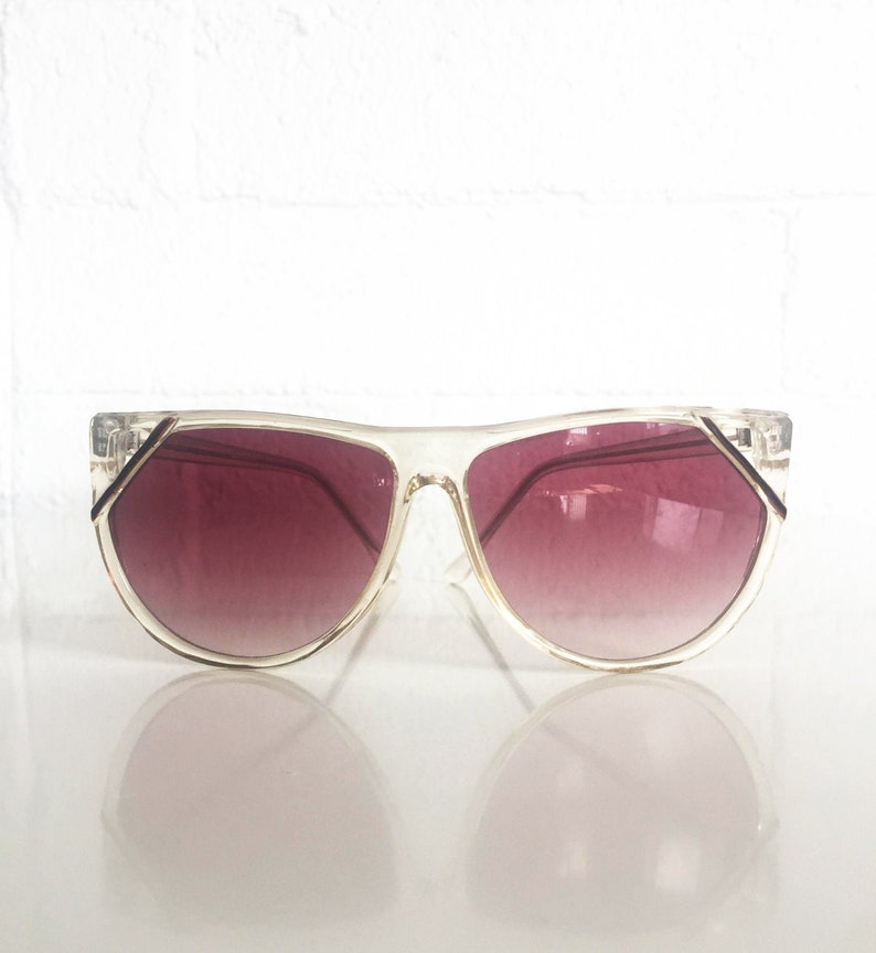 Purple Frame with black gradient lens SUNGLASSES 80/'s vintage retro Clear