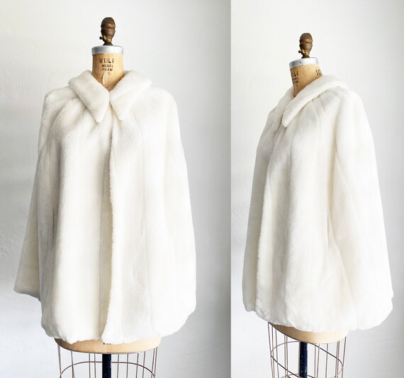 Caracilia Women's Faux Fur Coat Wedding Cloak Cape Shawl for Evening Party  