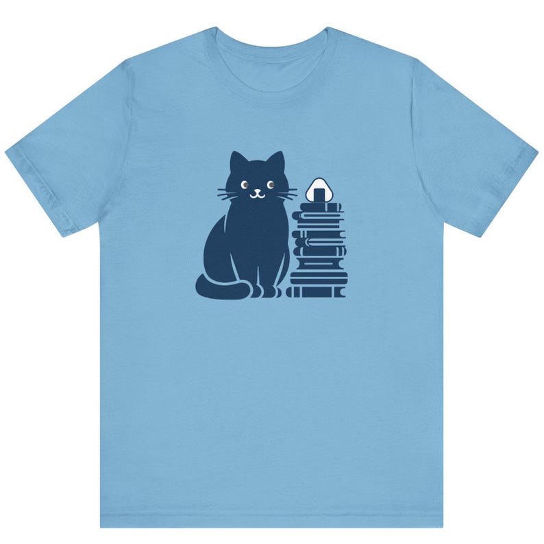 Japanese Cat Tee Kawaii Japanese T-Shirt Cute Kitty Shirt Anime Top Japan travel outfit Cute black cat Tshirt Onigiri shirt image 6