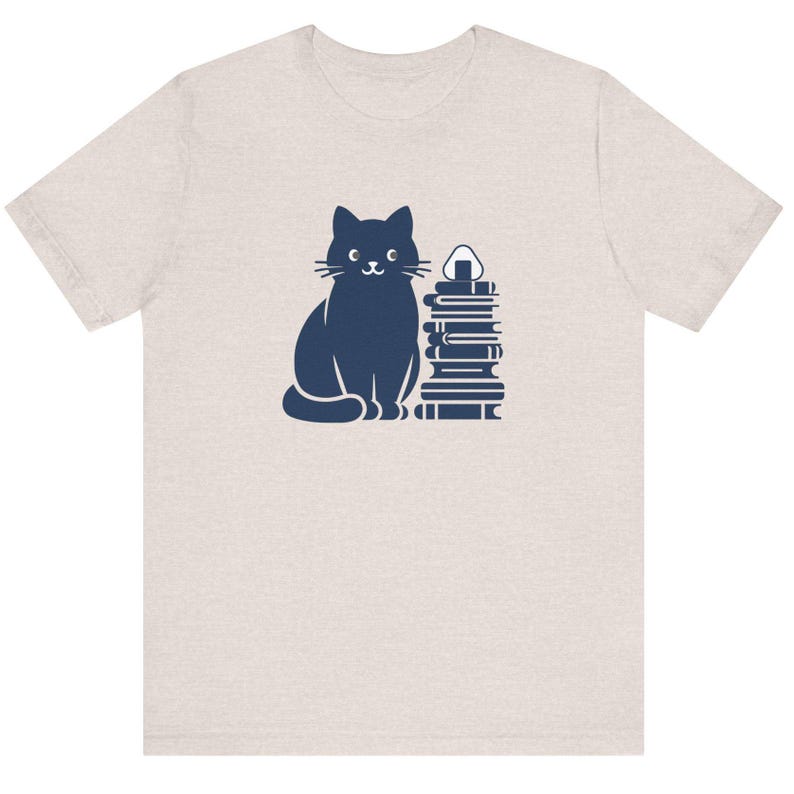 Japanese Cat Tee Kawaii Japanese T-Shirt Cute Kitty Shirt Anime Top Japan travel outfit Cute black cat Tshirt Onigiri shirt image 2