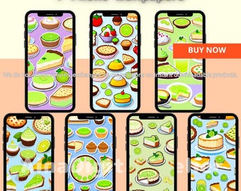 7 Phone Wallpapers, Background Styles | Digital Downloads | Sweets like key lime pie | Digital art,adorable,dessert lover,sweets