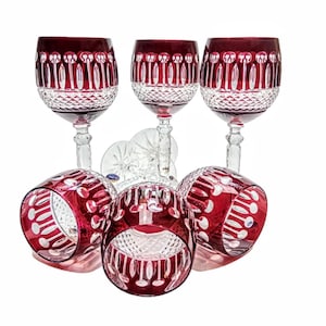 Handmade Ruby Crystal Wine Glasses – French Design (Set of 6, 280 ml) Where Rich Ruby Color, Timeless Elegance, and True Craftsmanship Meet