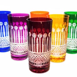 A kaleidoscope of color and craftsmanship — multicolor crystal glasses bringing joy, brilliance, and luxury to every table.