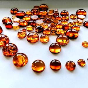 Baltic Amber Cabochon: Light Cognac, Round Flat-Based Jewelry Making