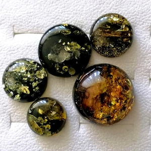 Natural Baltic Amber, Green Cabochon, Handmade Jewelry Making, Round Flat Bottom Gem, DIY Craft Supply