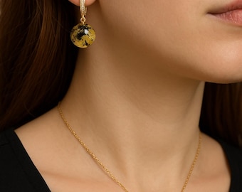 Natural Amber Jewelry Set: Pendant and Earrings Birthday Gift