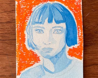 Miniature female portrait Original Painting, ACEO