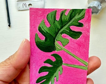 Tropical Plant Original Miniature Painting, ACEO