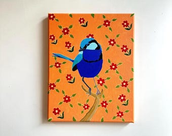 Wren Original Painting, 8”x10” Wall Art