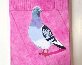 Pigeon in Pink Original Acrylic Painting