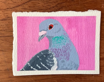 ACEO Pigeon Original Miniature Painting
